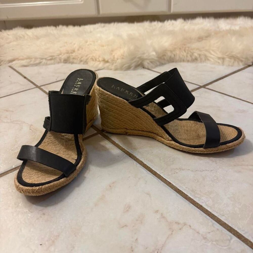 Lauren Ralph-lauren Women's Black and wicker Sandals